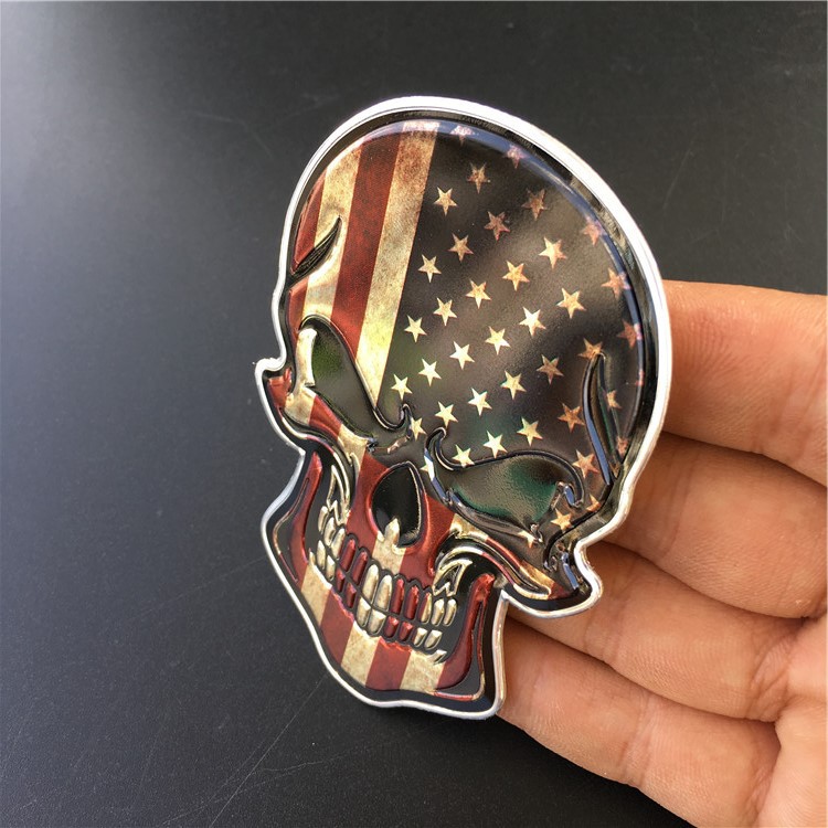 Logo 3D hình đầu lâu bằng nhôm trang trí xe oto &amp; xe tải