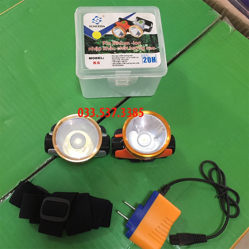 Đèn mini siêu sáng, đèn bin đội đầu K6 thiết kế nhỏ gọn thông minh với hướng xoay 90 độ