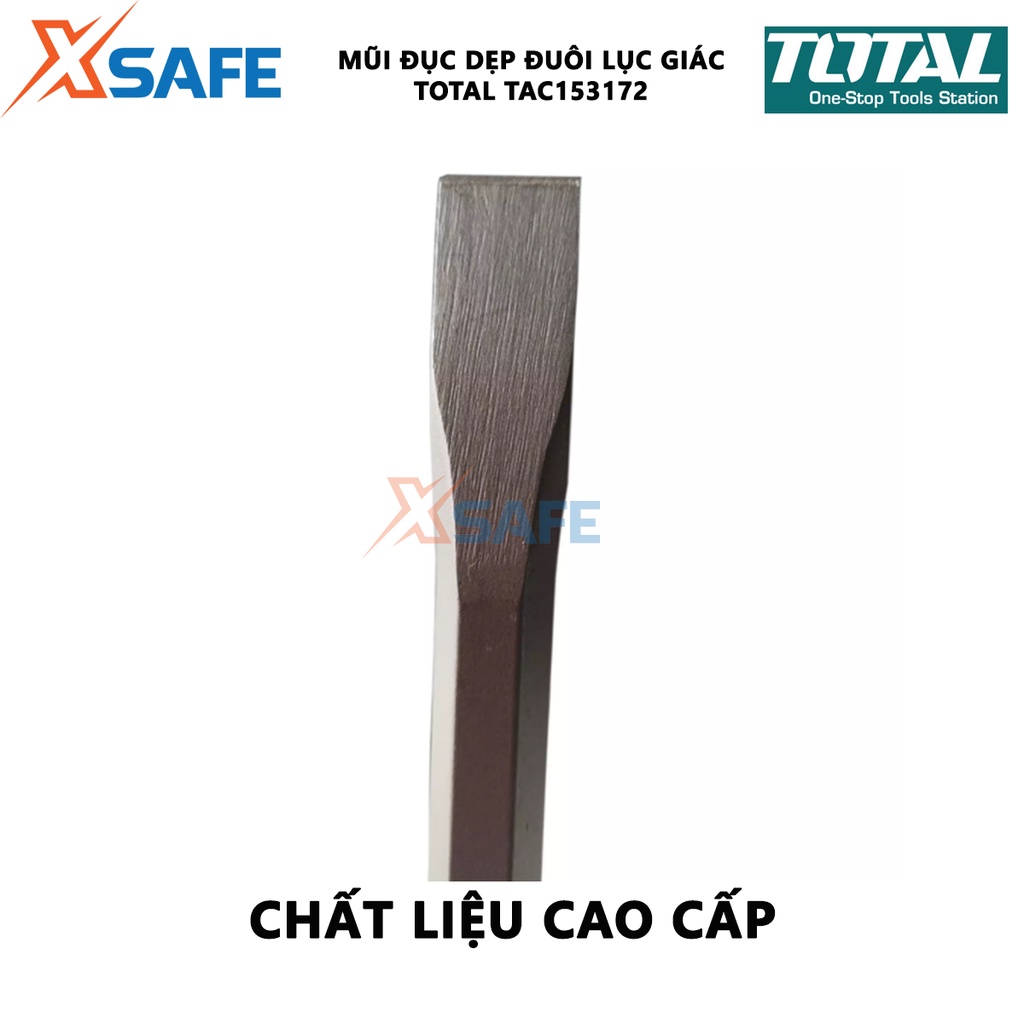 Mũi đục dẹp đuôi lục giác Total TAC153172 | mũi đục dẹp size 17x280x22mm, độ bền cao, chịu nhiệt [XSAFE]