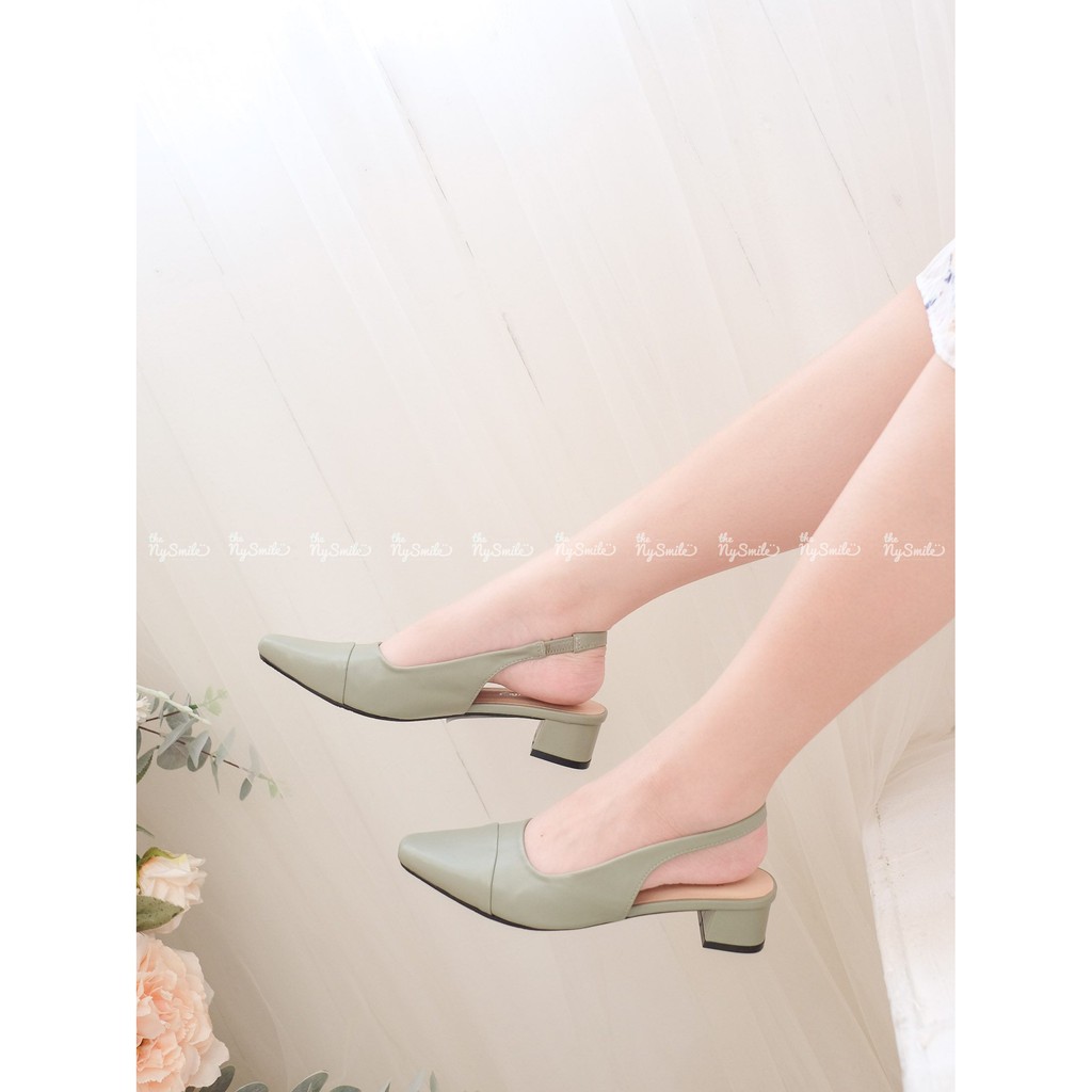 Giày búp bê gót 4cm mũi vuông ngấn - THENYSMILE - Chuchu