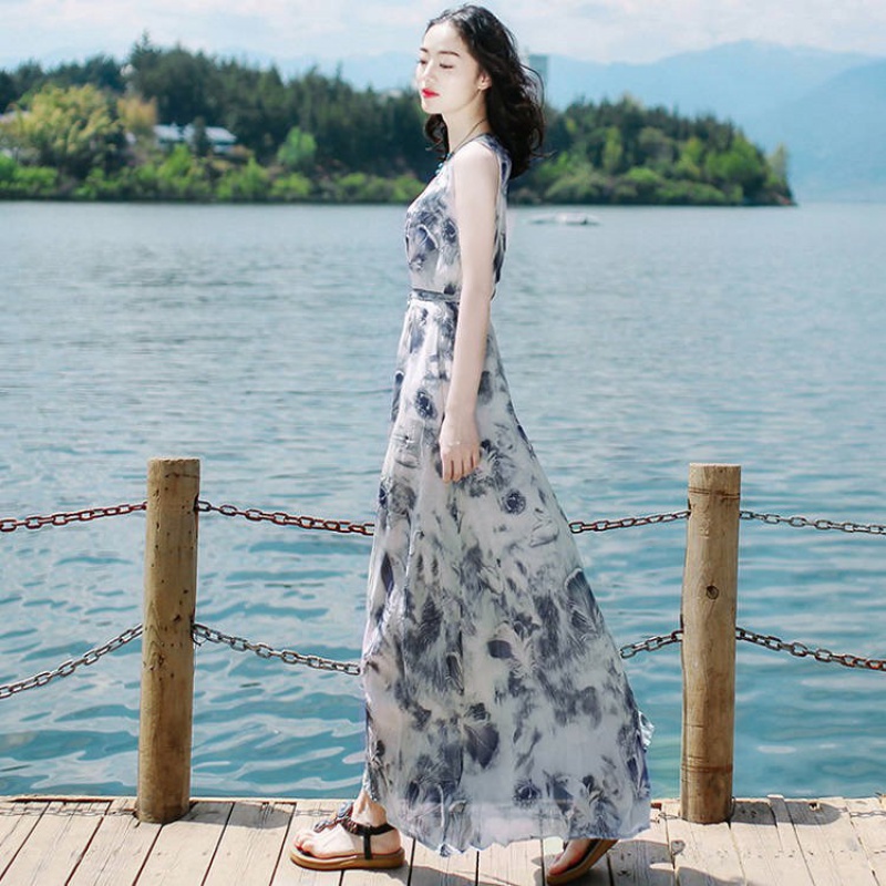 Đầm Dài Không Tay Phong Cách Bohemian Mẫu Mới 2022 AT1087