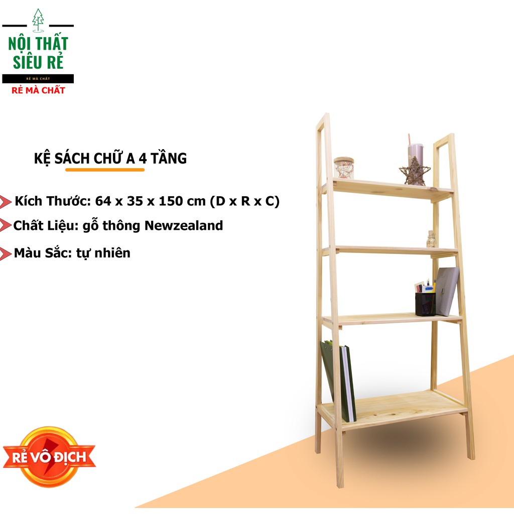 [SIÊU SALE 4/4] KỆ SÁCH ĐA NĂNG 4 TẦNG LẮP RÁP - A BOOKSHELF 4F