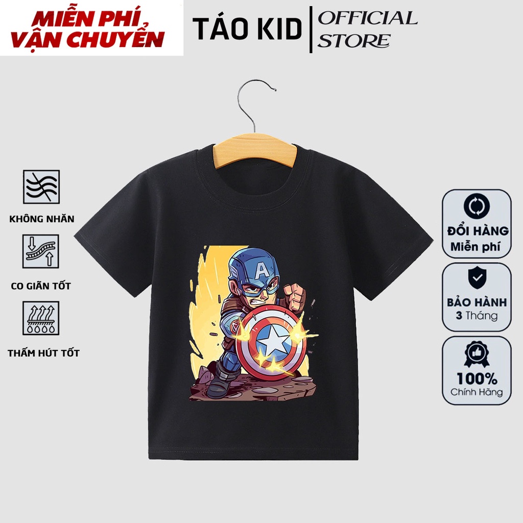 Áo thun bé trai bé gái cộc tay Táo Kid chất cotton in hình Captain  từ 0 đến 10 tuổi hàng VNXK TA81