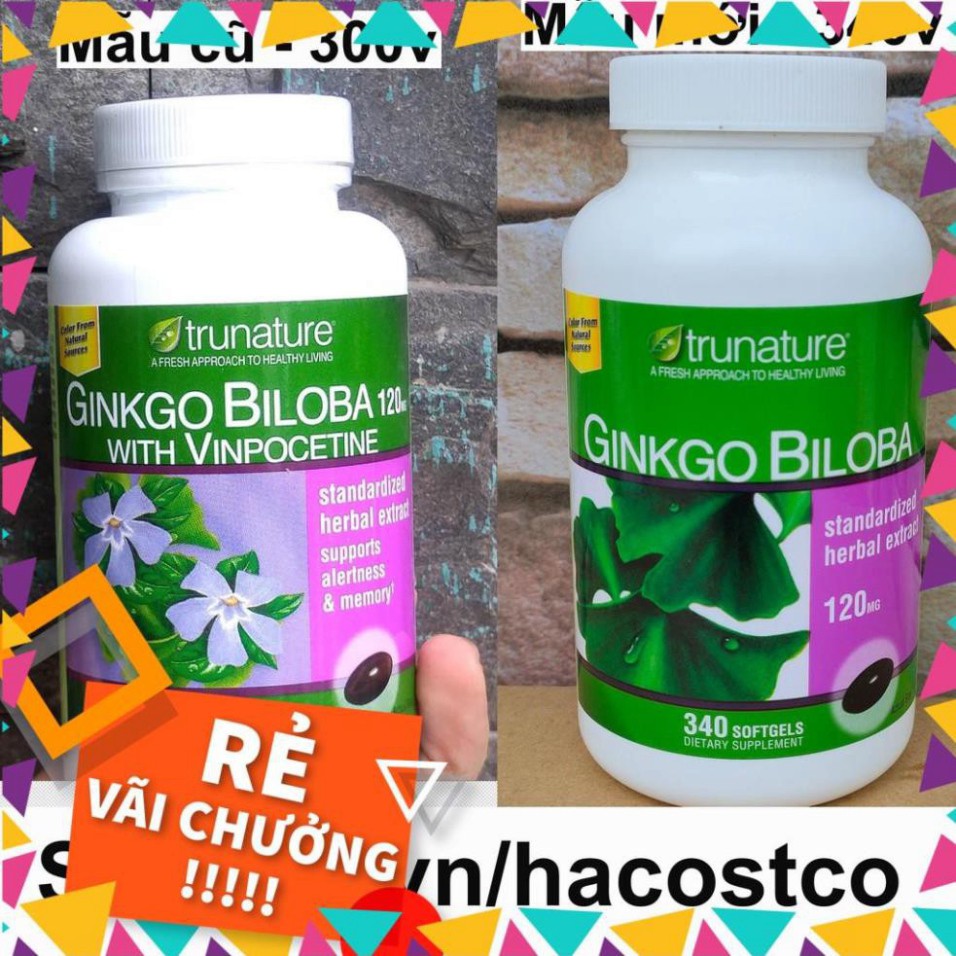 ( KIBO ) Viên uống Trunature Ginkgo Biloba 120mg 300 viên 340 viên từ trái bạch quả tăng cường sức khỏe trí não