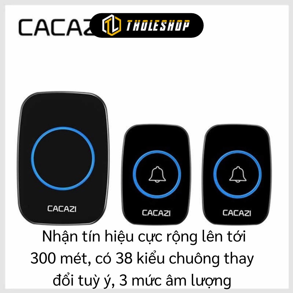 Chuông Cửa - Chuông Cửa Không Dây Cacazi, 38 Kiểu Chuông, 4 Mức Âm Lượng, Chống Nước 9472