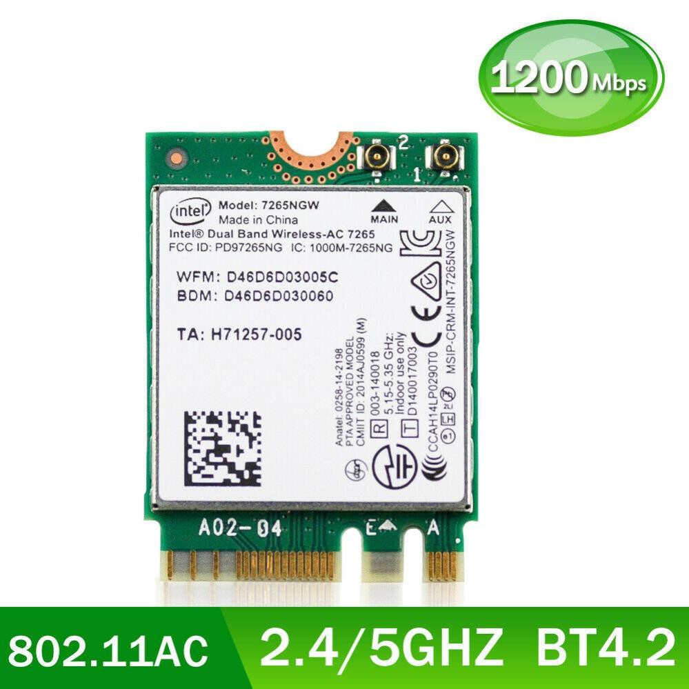 Card WiFi AC 7265NGW chuẩn 5G tốc độ 867Mbps cho Laptop Dell | HP gen5 -> gen 8 chuẩn AC có Blueooth 4.2 khe M.2
