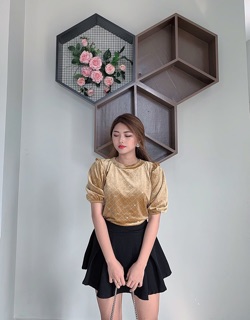 Áo nhung tay phồng