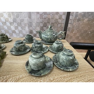 Ấm chén pha trà bằng đá serpentine tự nhiên