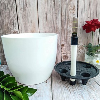 10 Chậu Cây Tự Tưới Nước Size 18,5cm Màu Trắng - DM