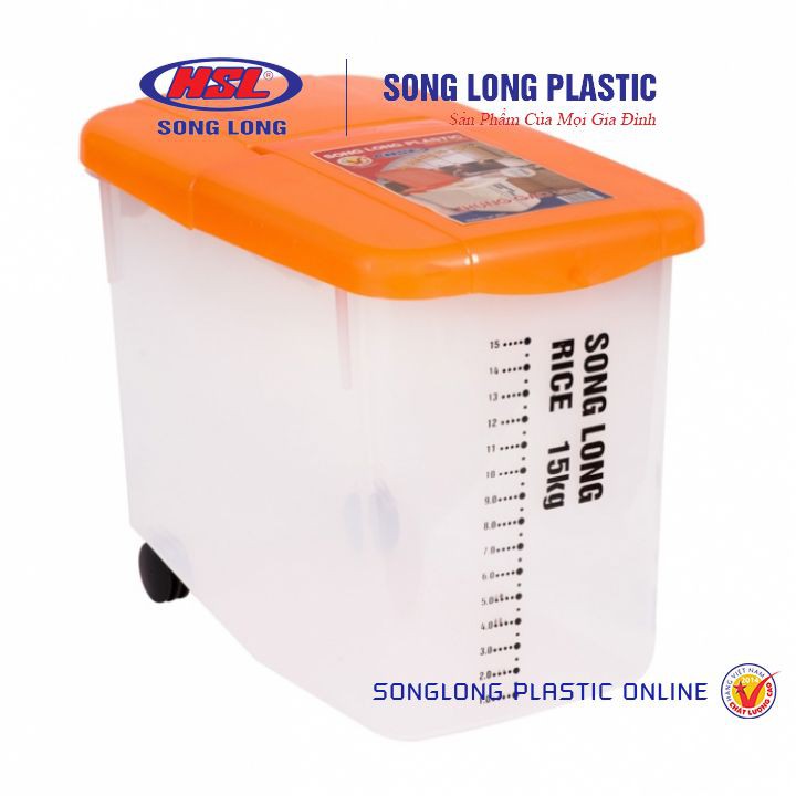 Thùng Đựng Gạo Thông Minh 10kg -15Kg Song Long 2048 Có Bánh Xe