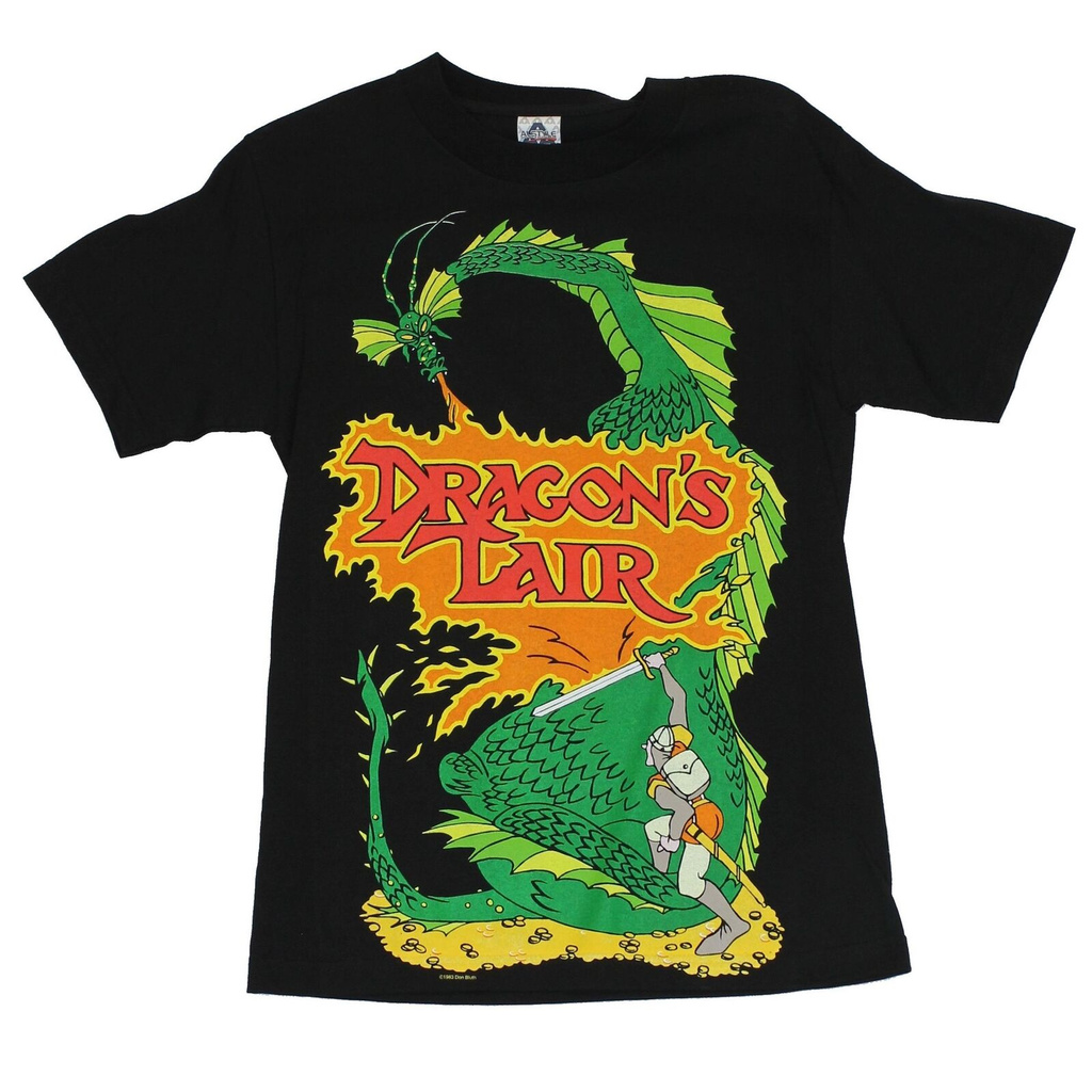 ZZH Dragons Lair Classic Video Game Mens T Shirt - Dirk The Daring Battles Singe