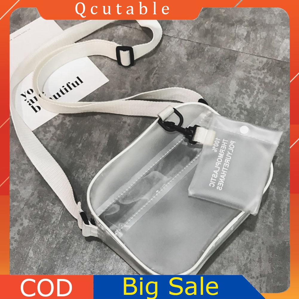 Túi đeo vai nữ nhựa PVC trong suốt có khóa kéo