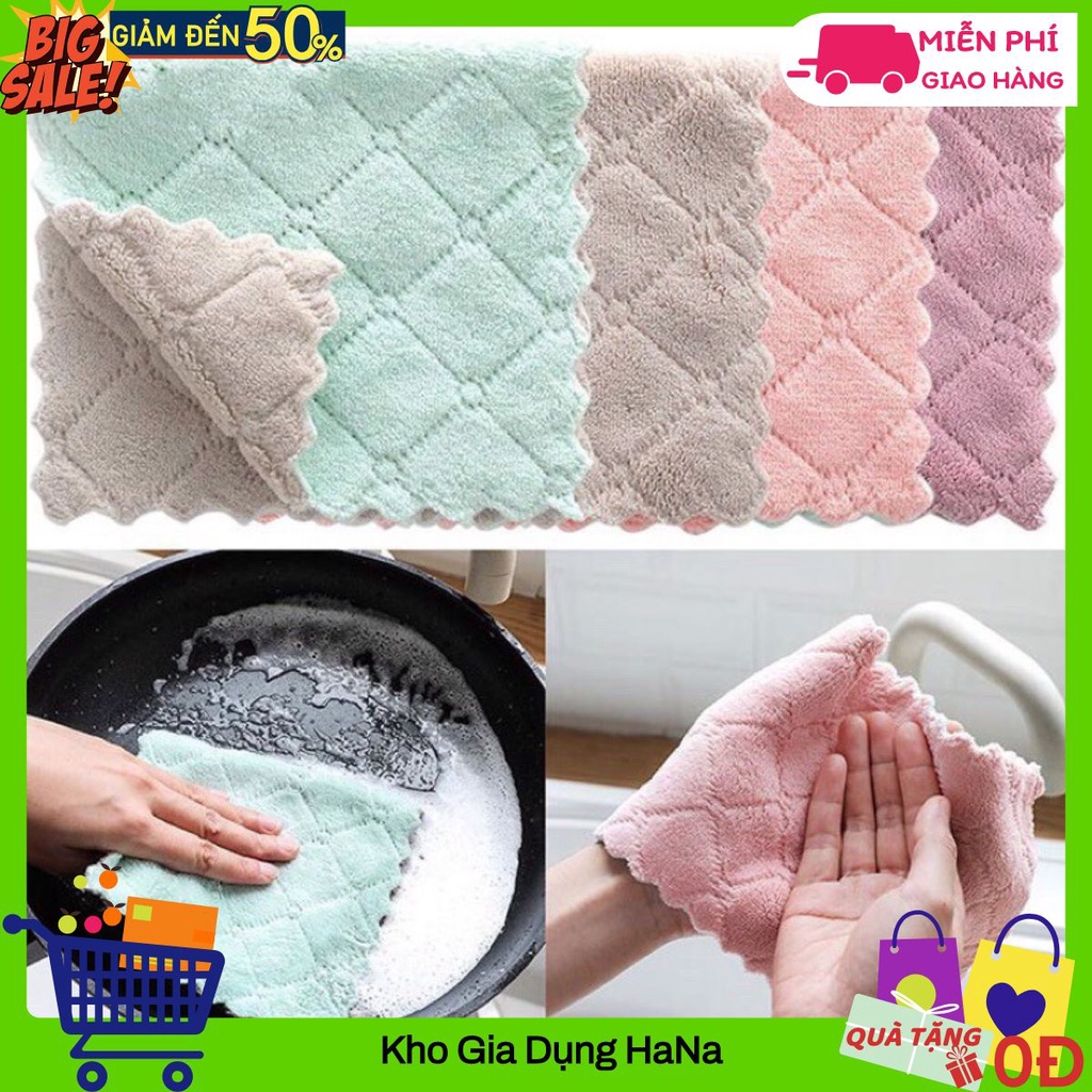 Khăn Lau Bếp🔥SALE🔥Khăn Lau Đa Năng Bát Đũa Đĩa Cốc Chén Bàn Ghế Thấm Nước Mềm Mại Kháng Khuẩn Phơi Nhanh Khô 15x26 CM