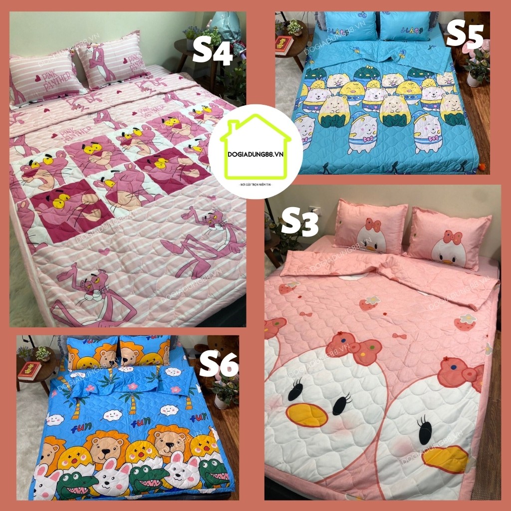 Set ga gối Cotton Poly họa tiết đáng yêu - Hàng đẹp không bai xù Inbox chọn mẫu