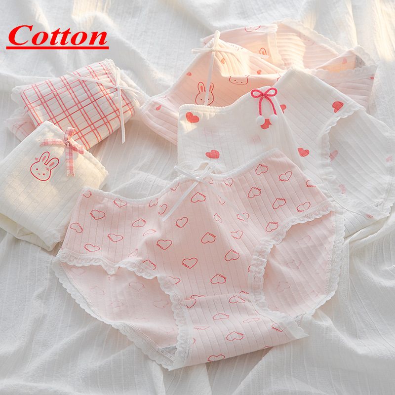 Quần Lót cotton Lưng Vừa Hình Thỏ Dễ Thương Cho Nữ M-35kg-68kg 512-WY009