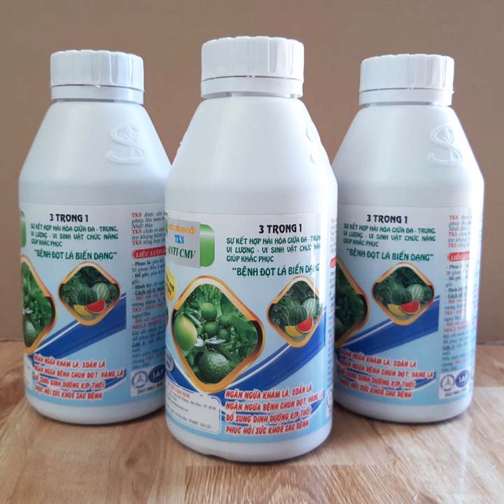 ANTI CMV 3 TRONG 1 Trừ Khảm Lá, Xoăn Ngọn, Chùn Đọt Do Thiếu vi Lượng - Chai 500 ml