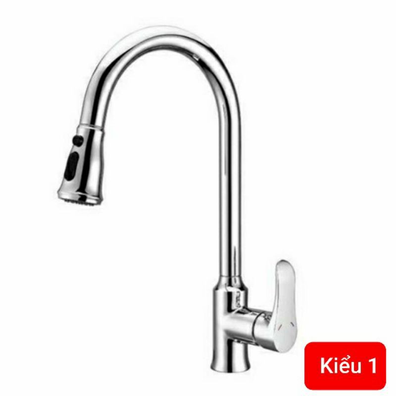 [SIÊU ƯU ĐÃI] Vòi rửa bát nóng lạnh dây rút inox cao cấp sáng bóng, sang trọng có nút điều chỉnh