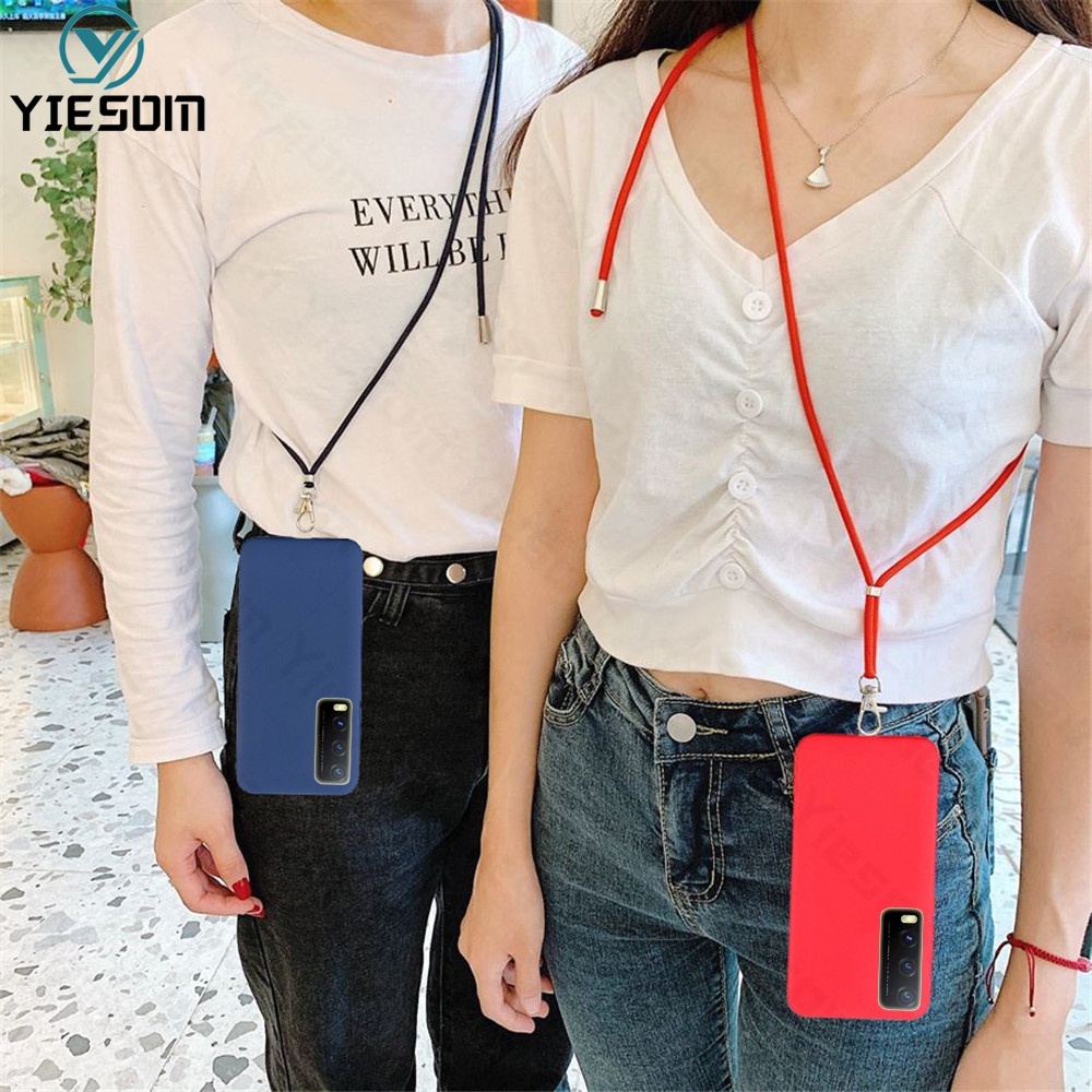 Ốp Điện Thoại TPU Mềm Màu Kẹo Có Dây Đeo Cổ Cho Vivo Y20 Y20s Y12S Y20i 2021 Y12A Y11S Y20s G