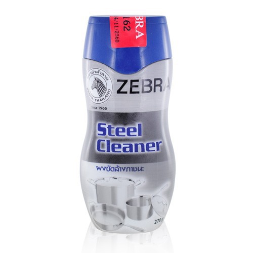 Bột tẩy vệ sinh nồi xoong chảo sáng bóng ZEBRA STEEL CLEANER 270g Thái Lan