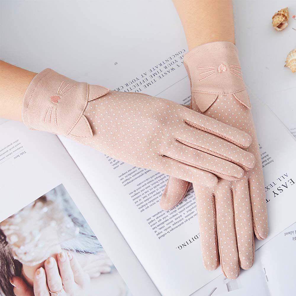 Găng Tay Lái Xe Chất Liệu Cotton Mỏng Chống Nắng Cho Nữ
