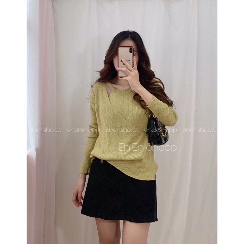 (T.U Bigsize 50-75kg) Áo Len Dài Tay, 2 Mảnh Phù Hợp Các Nàng Chubby