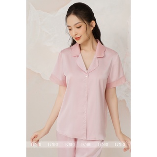 Bộ Pijama Lụa Basic Cổ Voan Tơ Loirechic LPN31