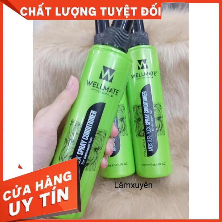 Sữa Xịt dưỡng tóc  WELLMATE MOISTURE KICK SPRAY CONDITIONNER 250ML  nuôi dưỡng tóc khỏe.,cải thiện, phục hồi