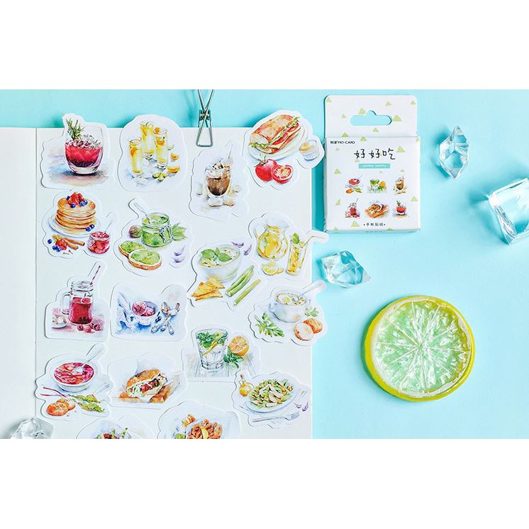Bộ 46 Sticker Hàn Quốc món ăn dán trang trí E36