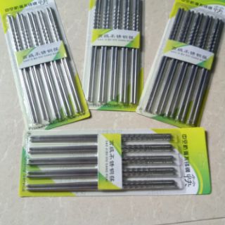 Sét 5 đôi đũa inox xoắn chống trơn