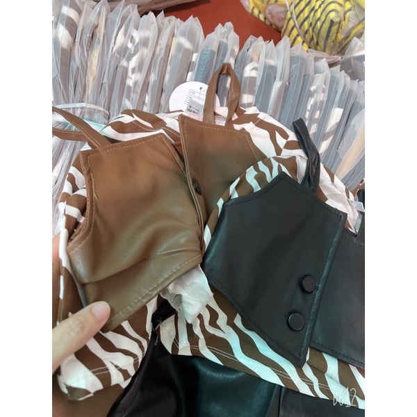 Set da áo vằn 3 chi tiết cho bé gái