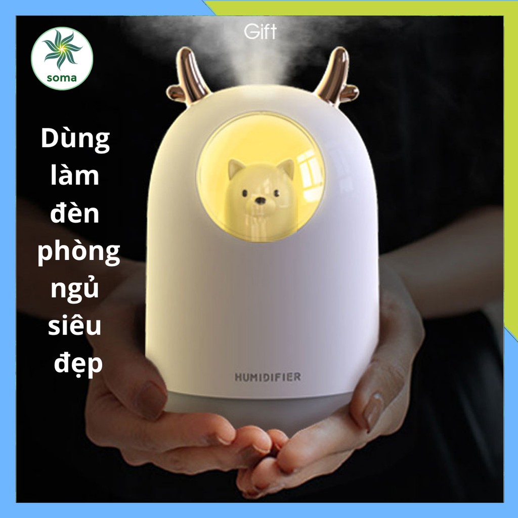 Máy phun sương tạo độ ẩm không khí hình thú dễ thương có đèn LED 7 màu MX21 I BẢO HÀNH 3 THÁNG