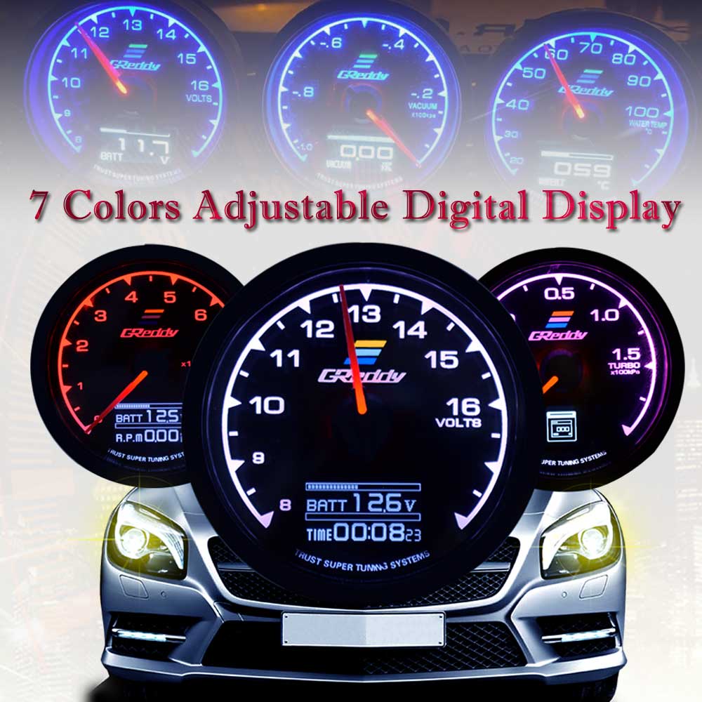 Đồng Hồ Đo Tăng Áp Turbo Màn Hình LCD Kỹ Thuật Số 7 Màu Trong 1 Đa Năng Chất Lượng Cao