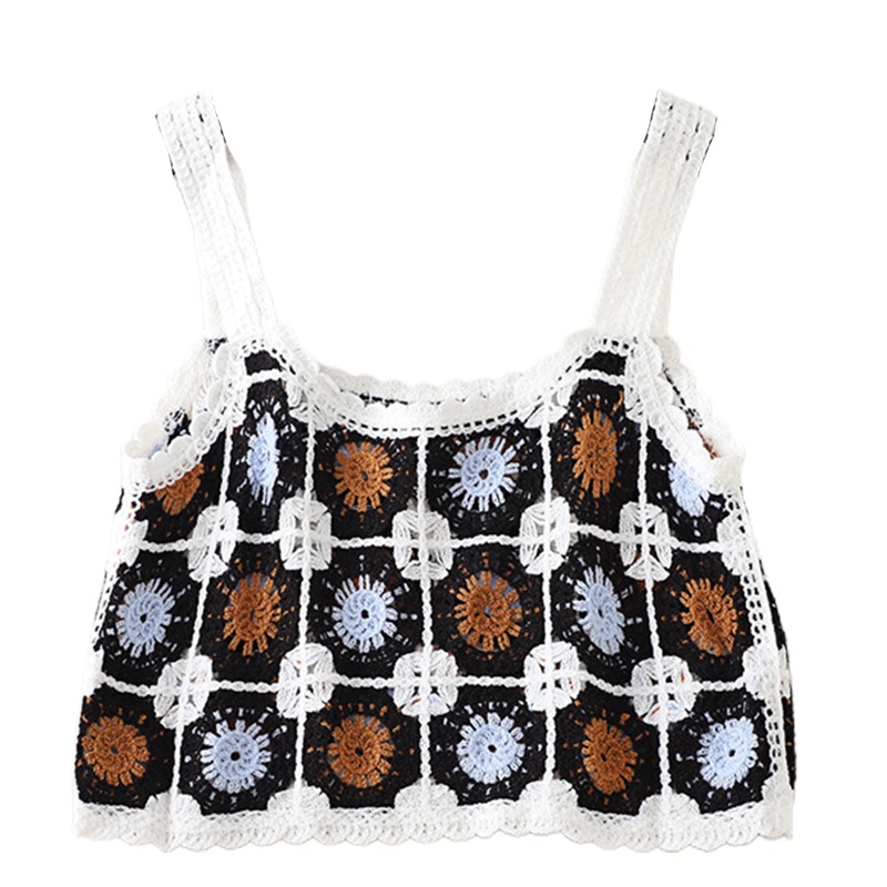 Áo Croptop Dệt Kim Không Tay In Họa Tiết Hình Học Nhiều Màu Sắc Phong Cách Boho Cổ Điển Cho Nữ