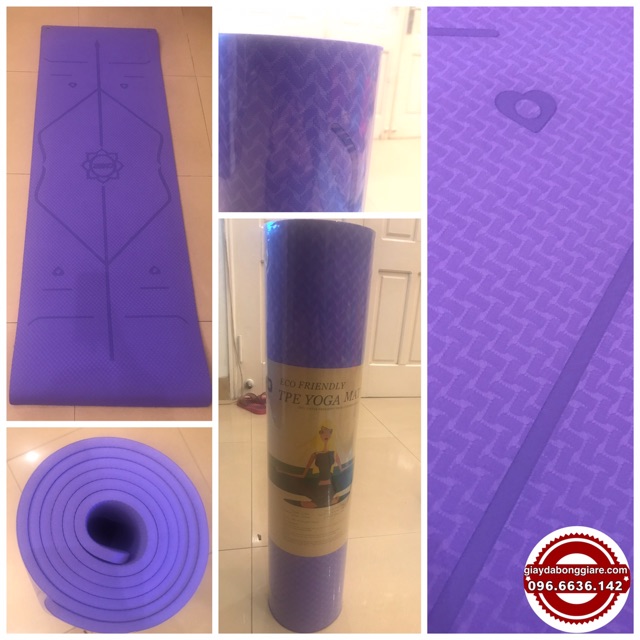 Thảm yoga định tuyến TPE 8mm cao cấp loại 1 kèm túi xịn 100k + dây buộc