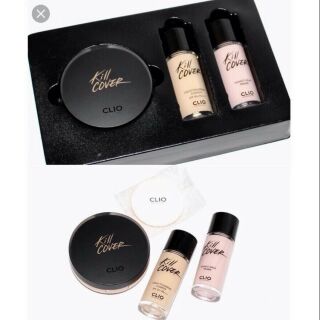 Set trang điểm phấn nước KILL COVER Hàn Quốc CLIO set cushion + BB hồng+ BB trắng