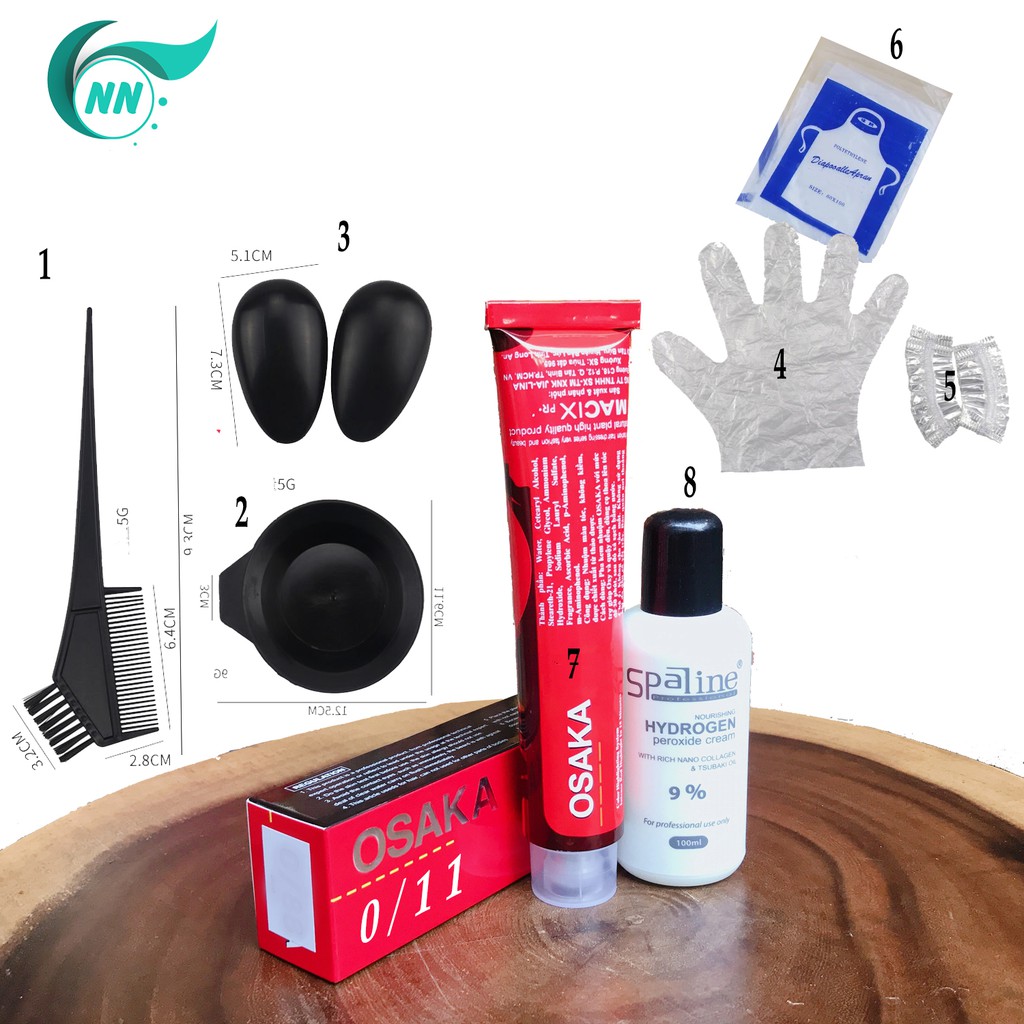Combo 8 Món Tuýt OSAKA 0/11 Ash colourity + Oxy 9 +1 Bát Nhuộm + 1 Chổi Lược Nhuộm Tóc + 2 Chụp Tai Nhựa + 2 Chụp Tai Ni