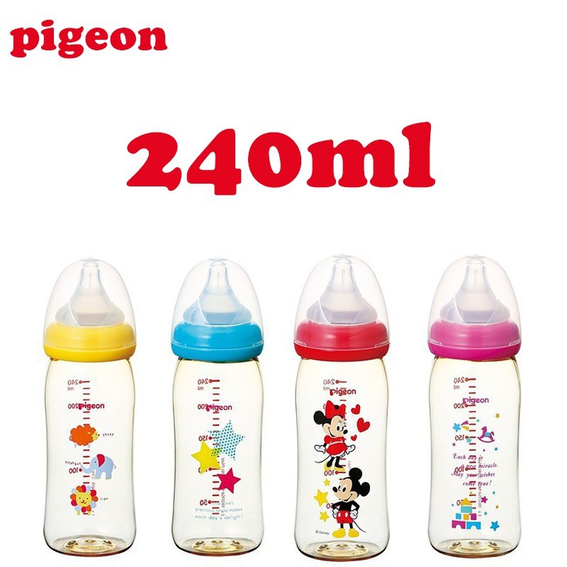 [Có tách lẻ] Bình sữa Pigeon cổ rộng nội địa Nhật 160ml/ 240ml