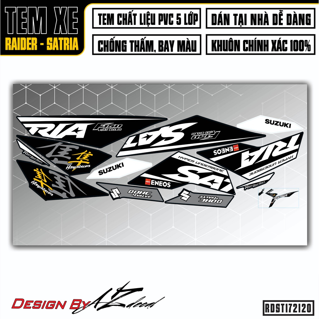Tem Rời Dán Raider / Satria Hayabusa | RDST172120 |  Decal Chế Dán Xe Máy Chống Nước, Bền Màu
