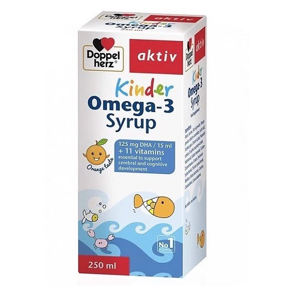 Siro Bổ Sung Omega-3 Hỗ Trợ Phát Triển Trí Não, Tăng Cường Thị Lực Cho Bé Từ 1 Tuổi Doppelherz 250ml