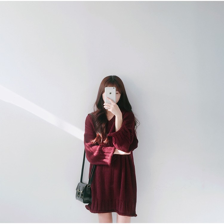Sỉ áo len nữ dài tay cổ chữ V mùa thu đông phong cách Hàn Quốc đẹp