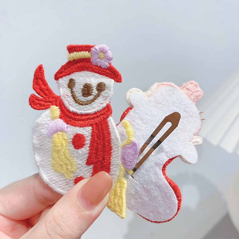 Kẹp Tóc Vải Dệt Kim Chủ Đề Giáng Sinh Đáng Yêu