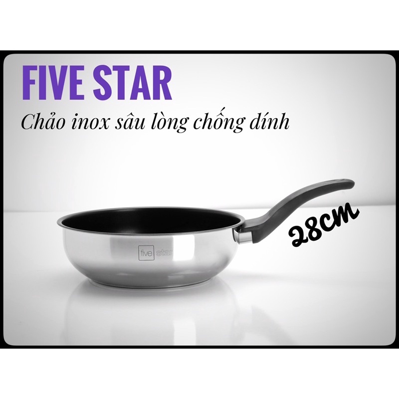 Chảo inox sâu lòng chốn dính Fivestar 28cm đun từ