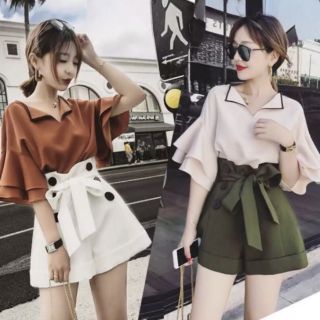 Quần short cột nơ phối nút lưng sau thun form 55 kg trở lại