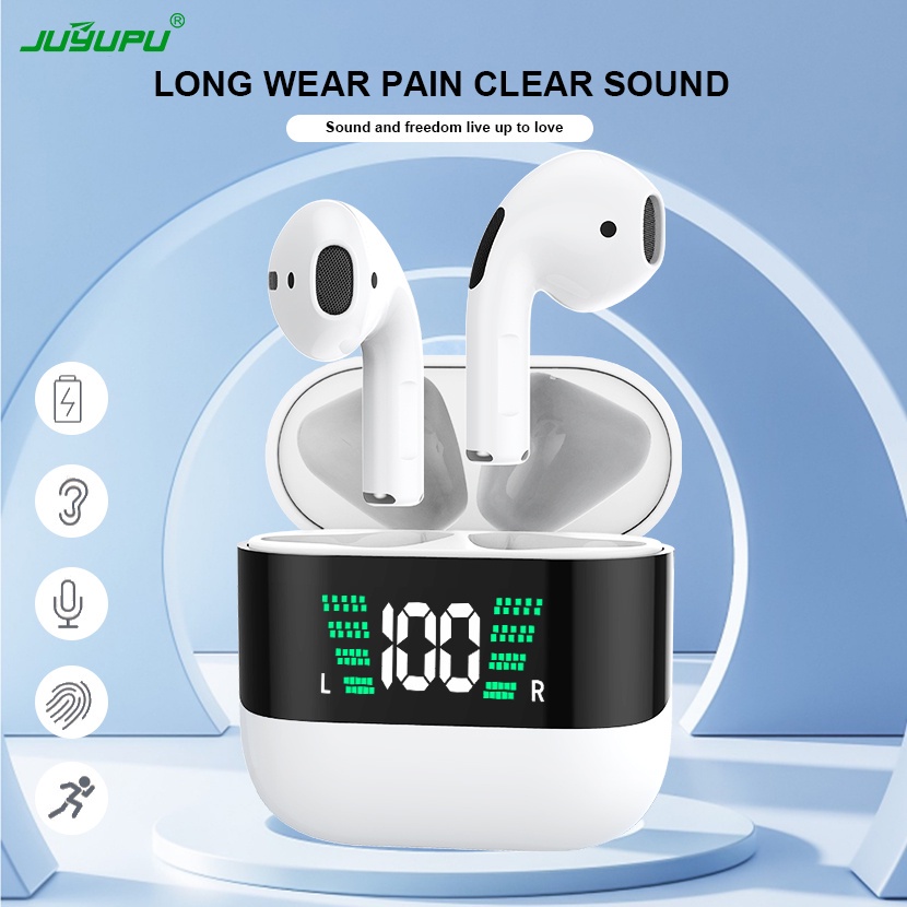 Tai nghe bluetooth BT400 cao cấp màn hình LED hiển thị không dây chống ồn nhét tai tương thích nhiều thiết bị