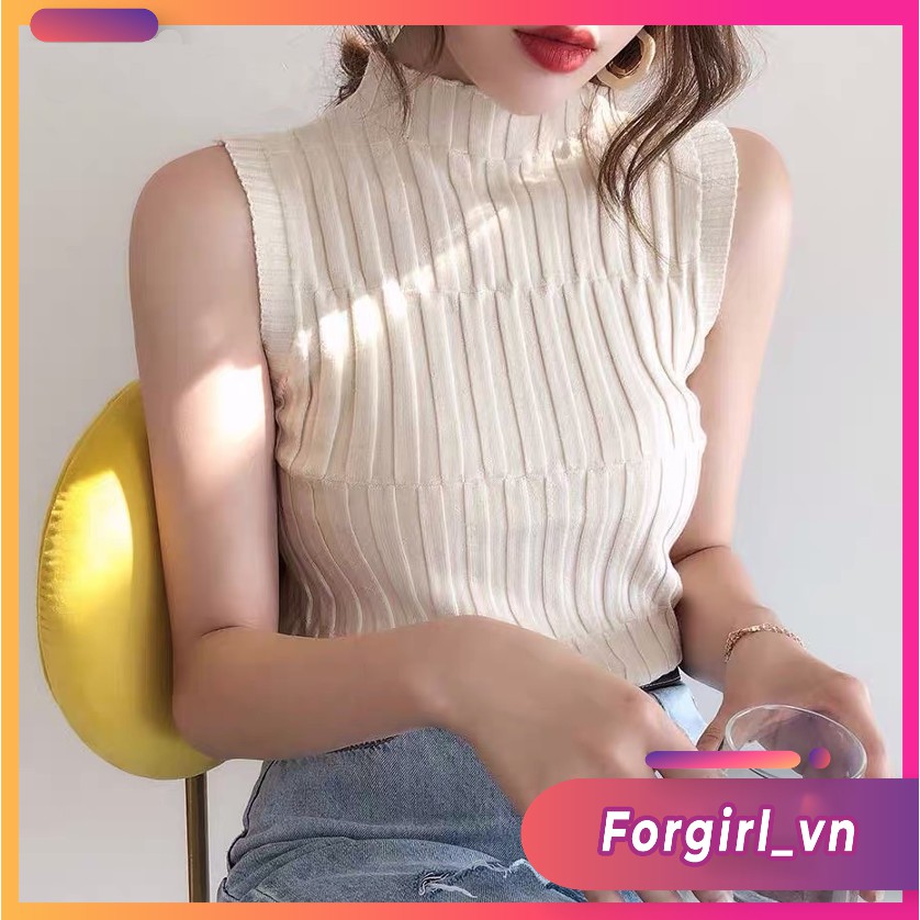 Áo ba lỗ cổ 3 phân Forgirl không tay body tôn dáng tiểu thư