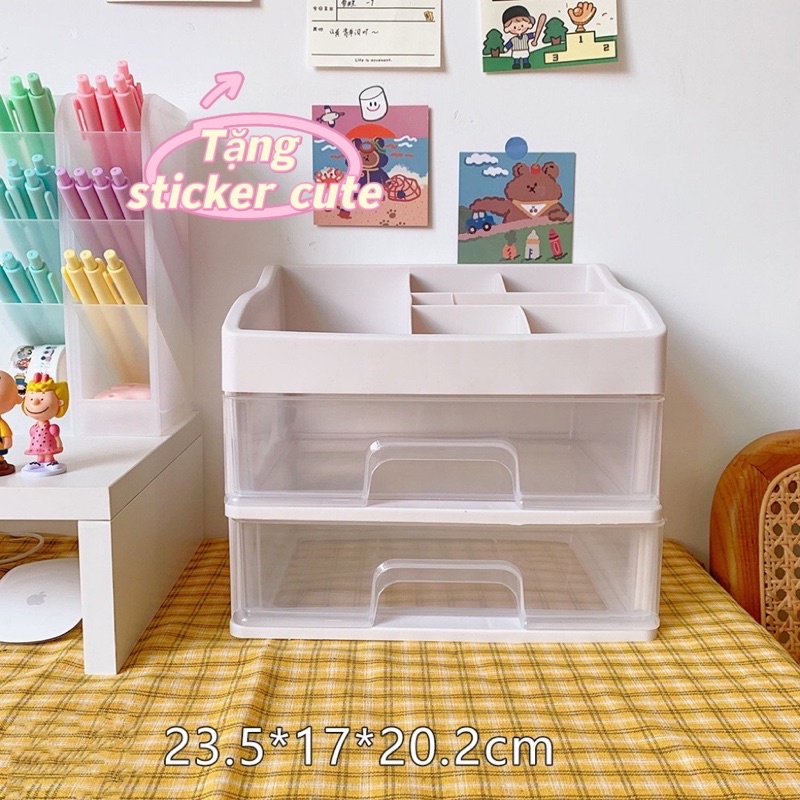 Kệ đựng mỹ phẩm nhựa 4 tầng để bàn  khay đựng đồ trang điểm nhiều ngăn chắc chắn