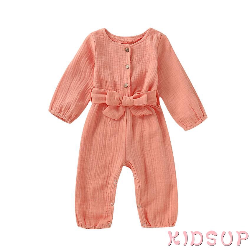 Bộ jumpsuit bằng cotton lanh cho bé gái