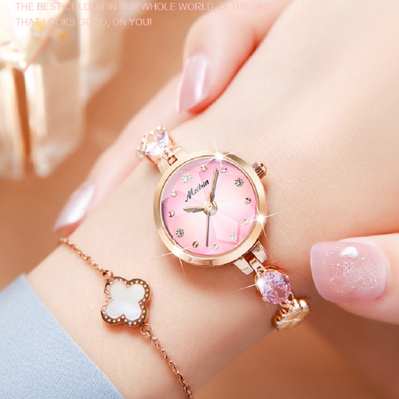 Đồng hồ nữ thời trang cao cấp Meibin hồng Nhật Bản