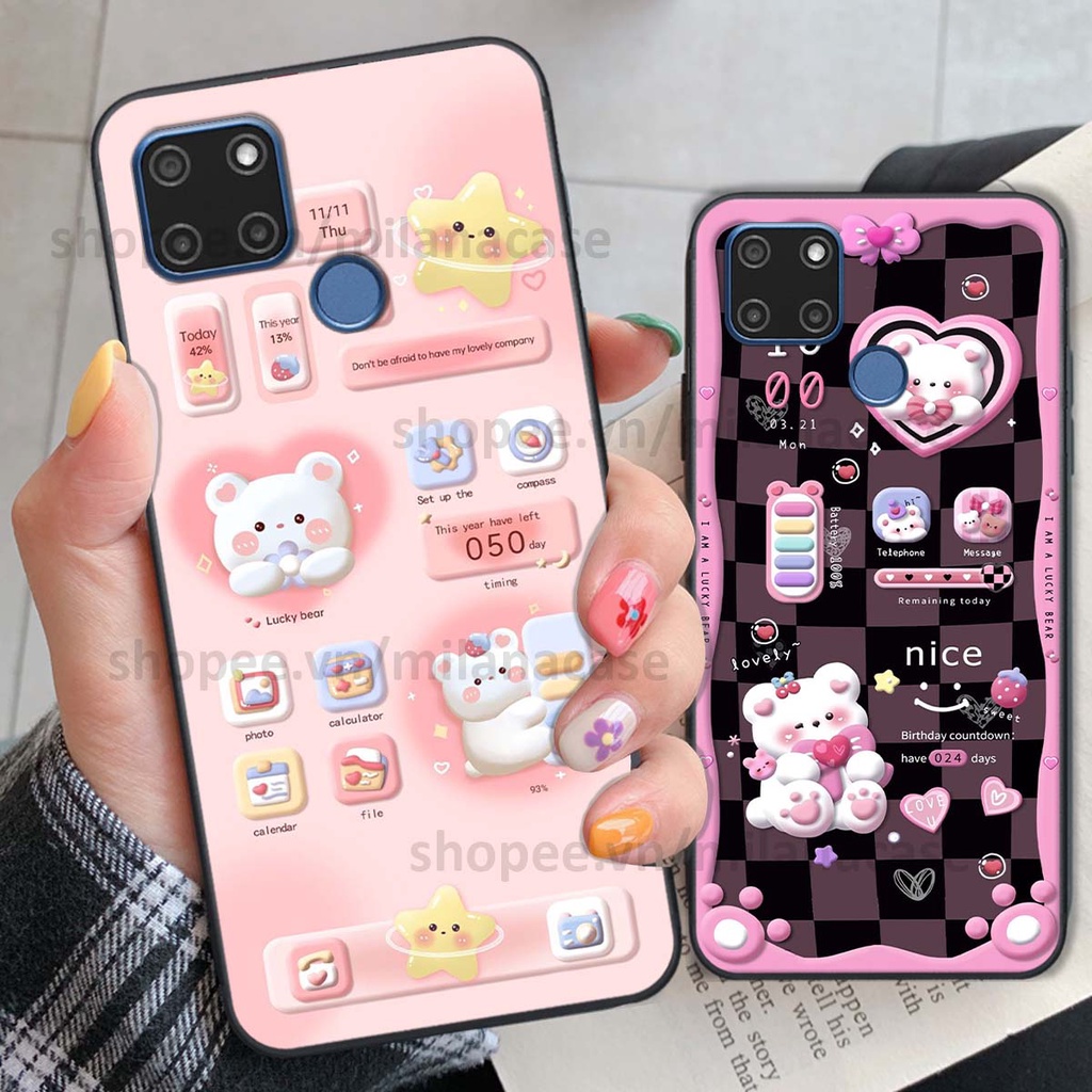 Ốp Realme C12 / C15 hình đồng hồ icon gấu mèo cute cực dễ thương ngộ nghĩnh