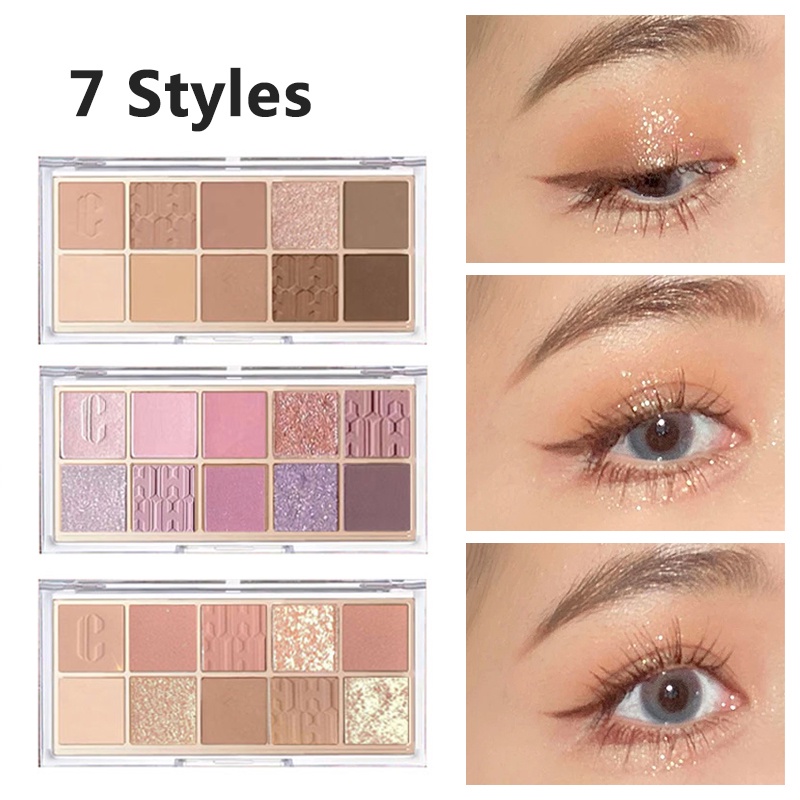 Bảng Phấn Mắt 10 Màu Sắc Hiệu Ứng Lì/ Ánh Nhũ Chống Nước Lên Màu Cực Chuẩn